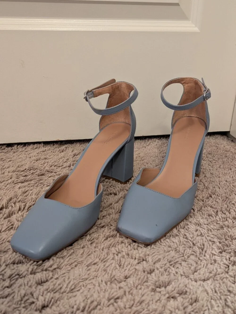 Nordstrom Cornflower Blue Block Heel Pumps | Size 9 | Ankle Strap
